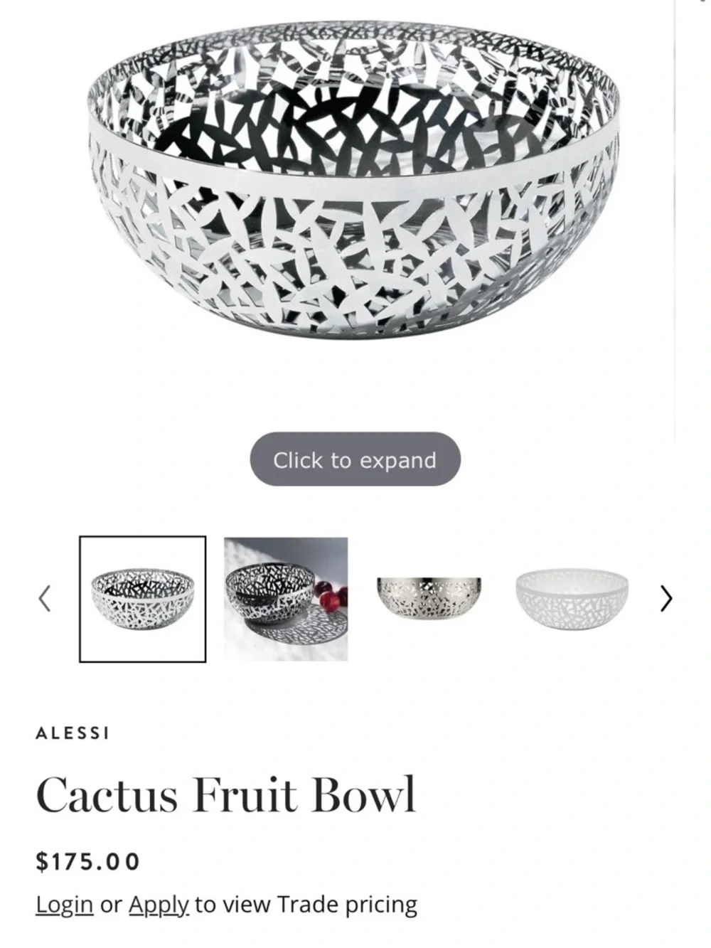 Alessi Stainless Steel Decorative Metal Bowl - Home Art ALESSI Cactus Fruit Bowl - Picture 2 of 8